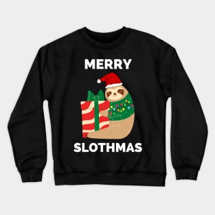 Merry Slothmas Christmas Light - Merry Slothmas Cute Sloth greeting For Holidays Crewneck Sweatshirt